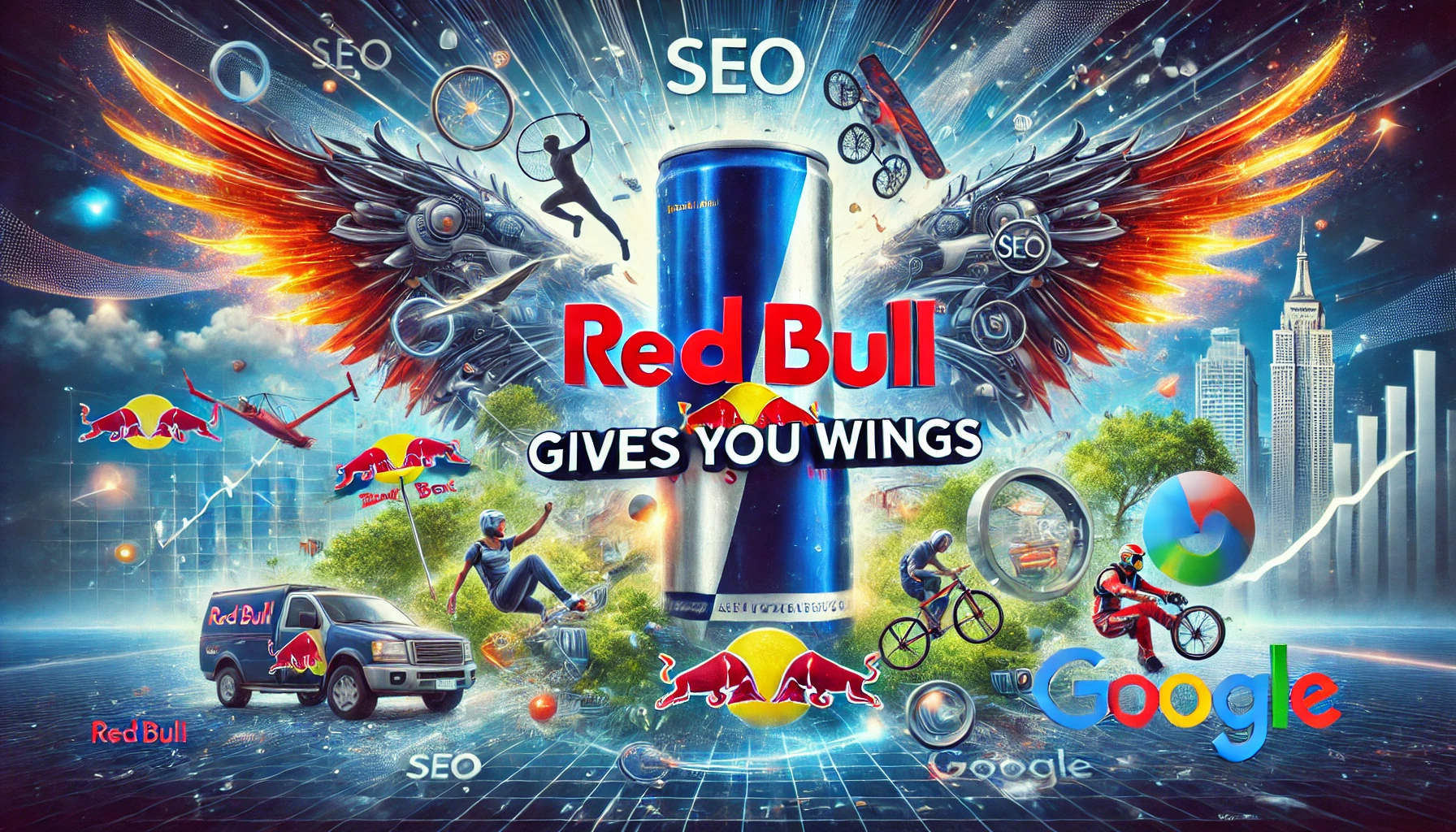 Red Bull Gives You Wings - קמפיין פרסומי פורץ דרך, וכיצד הוא משתלב קידום אתרים אורגני בגוגל